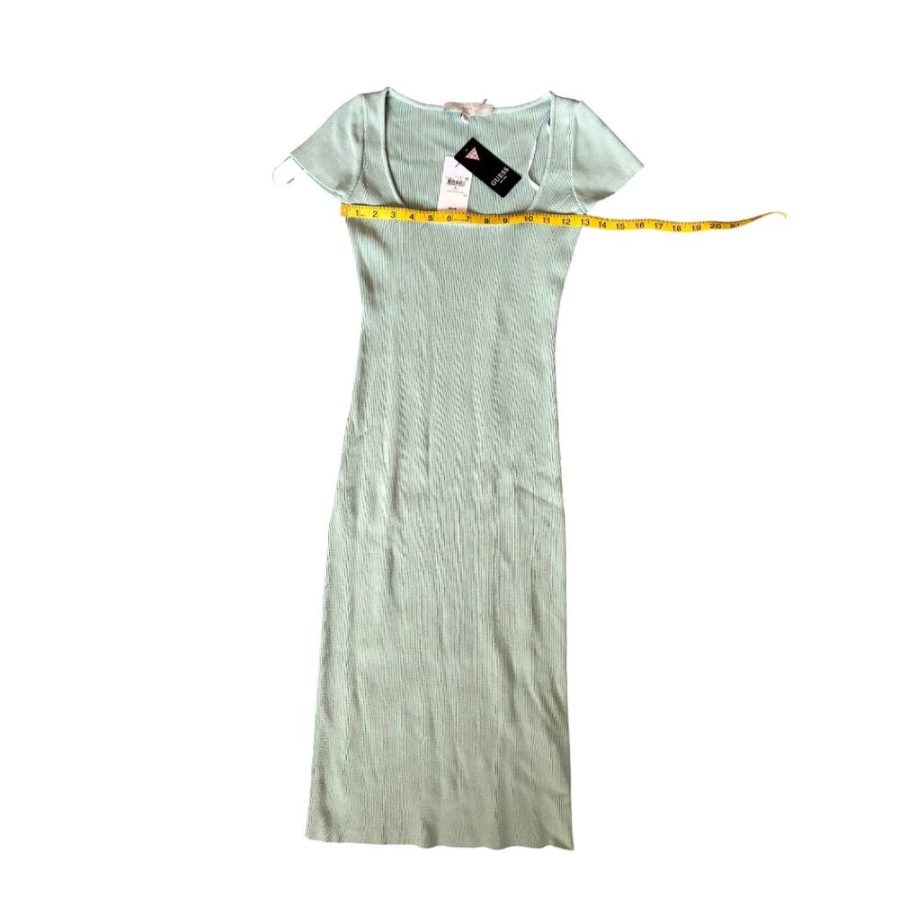 NWT GUESS Cap Sleeve Charlotte Bodycon Ribbed Dress M Aqua Ice Mint Green *READ - Picture 5 of 12